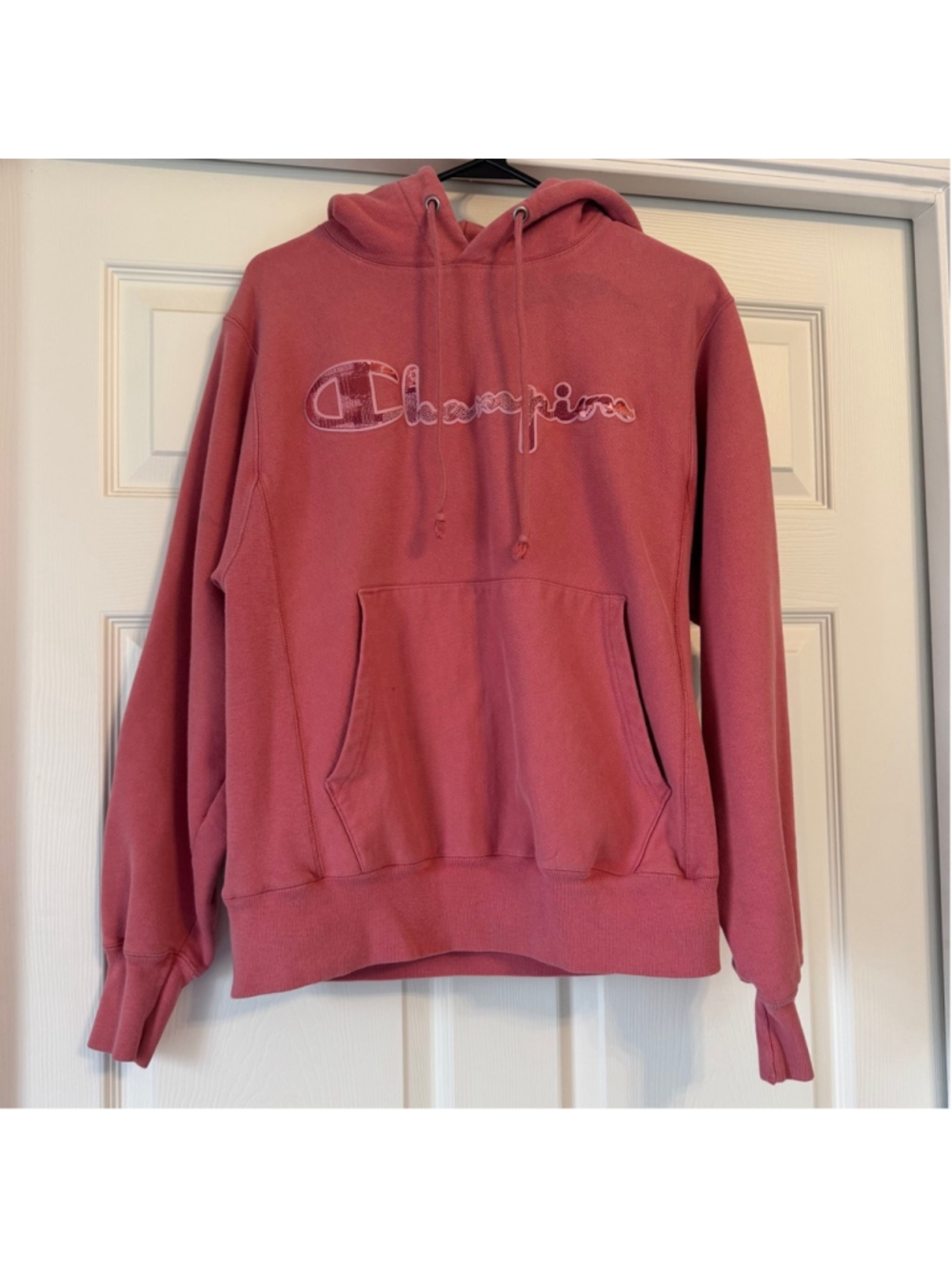 Vintage 1980’s Reverse Weave Women's Champion Hoodie, Small, Pink Rose